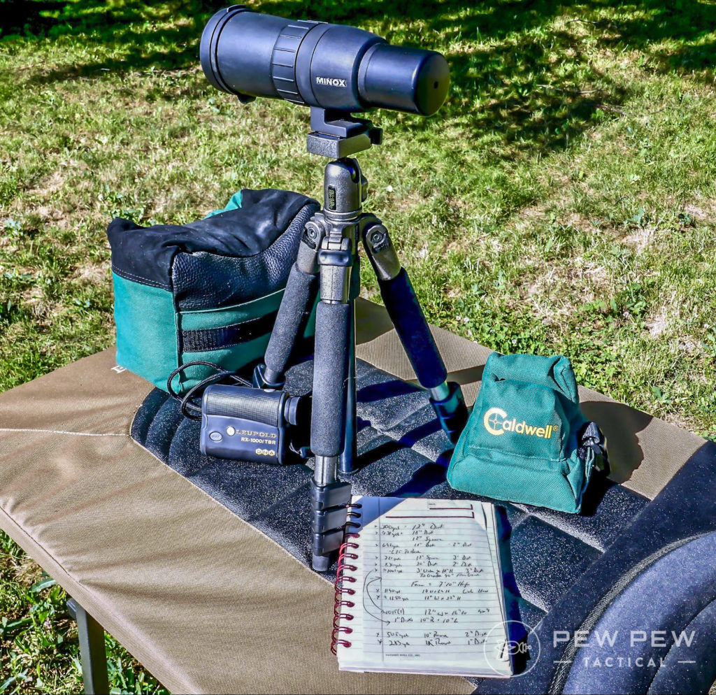 坚实的休息，一个测距仪，瞄准镜和笔记本是一些有用的基础